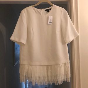 Banana Republic cream fringe top